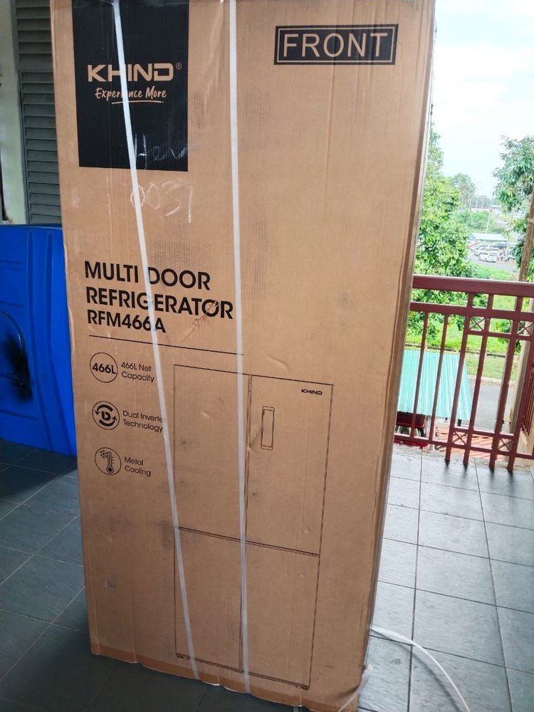 Kotak peti sejuk multi door Khind RFM466A sampai di rumah pelanggan
